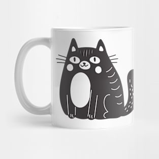 Linocut Style Black Cat Mug